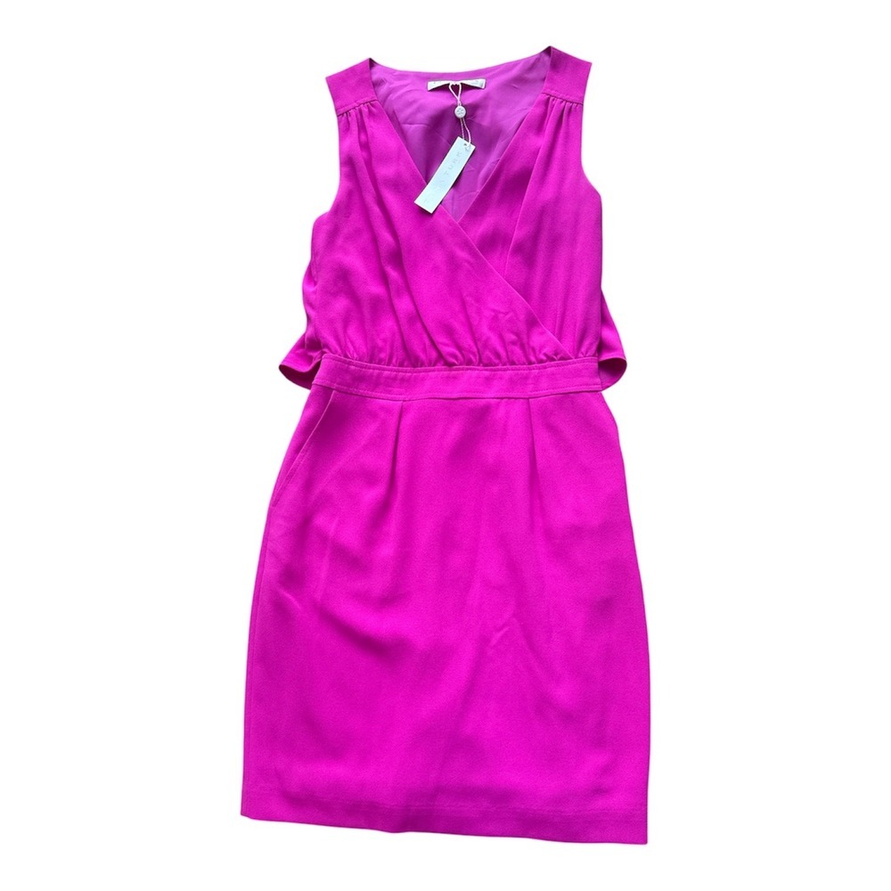 Trina Turk Womens Fuchsia Pink V-Neck Sleeveless Wrap Sheath Dress 175311 Size 4
